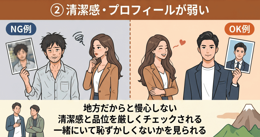 清潔感・プロフィールが弱い