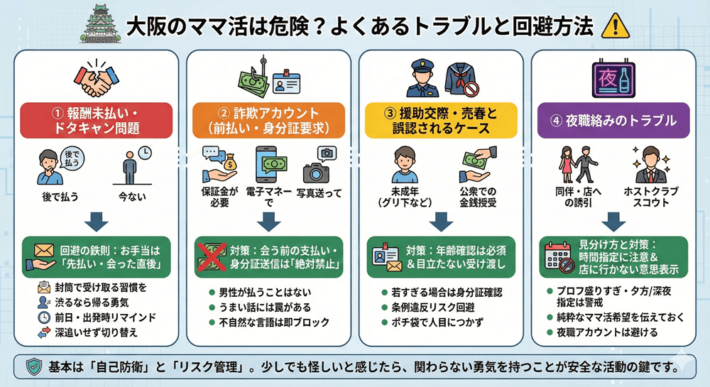 大阪のママ活は危険?よくあるトラブルと回避方法