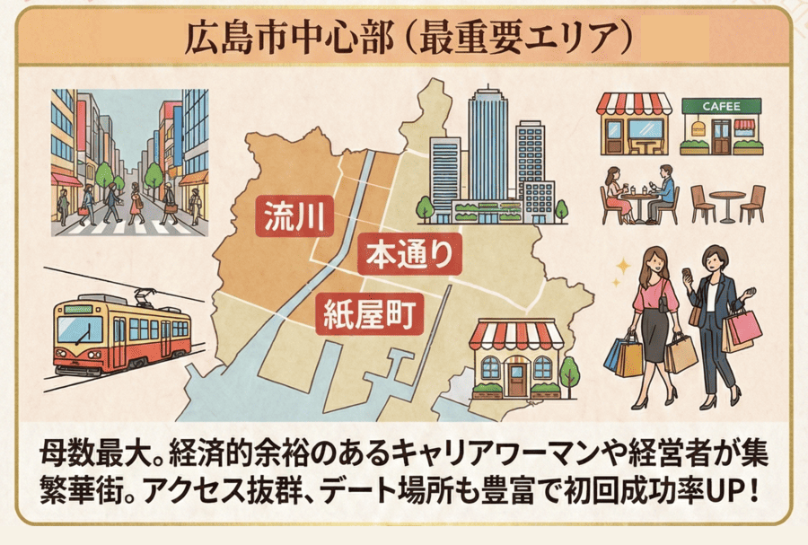 広島市中心部（流川・本通り・紙屋町）はママ活女性の母数が最も多い