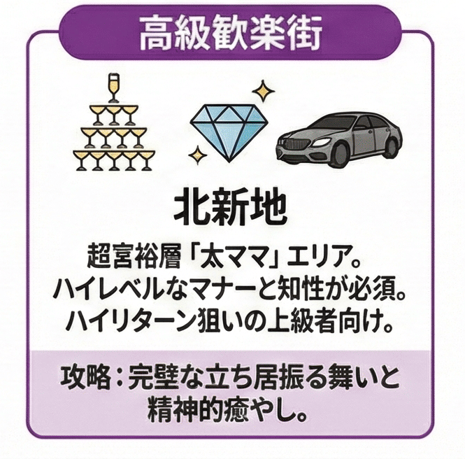 北新地|富裕層ママ・太ママが多いハイレベルエリア