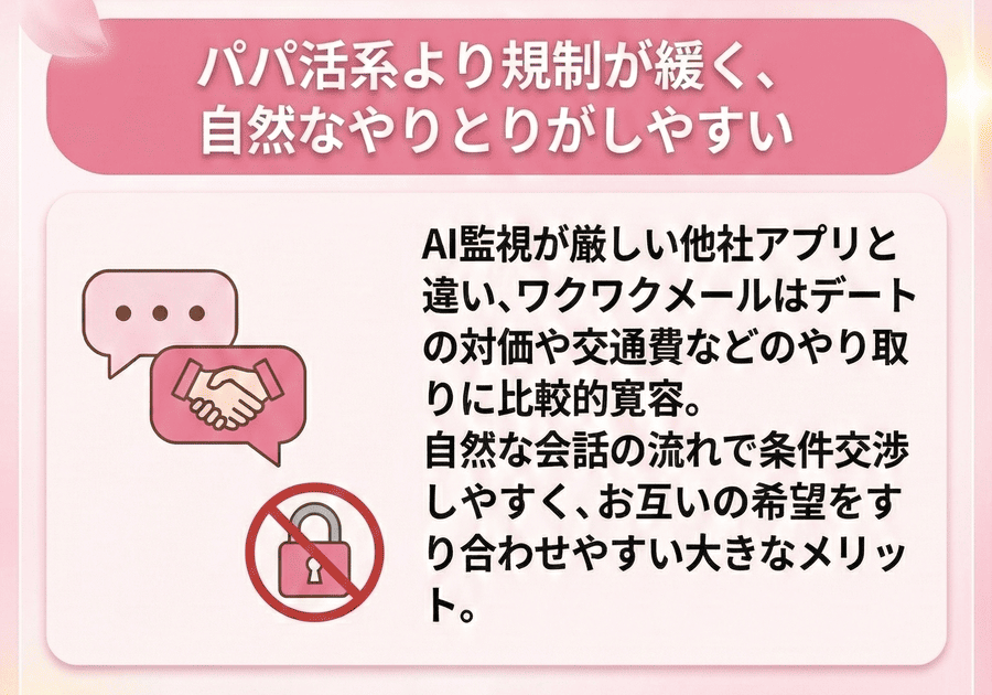 パパ活系より規制が緩く、自然なやりとりがしやすい