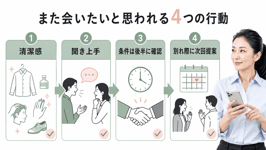 初対面で「また会いたい」と思われる男性の特徴と具体的アクション